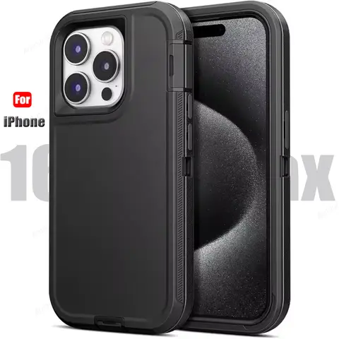 3in1 Defend Phone Case For iPhone 16 17 16E 15 14 Plus 13 12 11 Pro Max Mini Original Heavy Duty Shockproof Hybrid Armor Cover