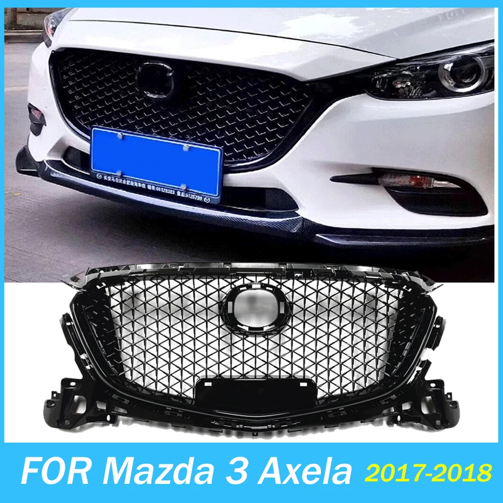 

Car Front Grille Grill for Mazda 3 Axela 2017-2018 Honeycomb Style Upper Bumper Hood Mesh Auto Part Racing Grilles