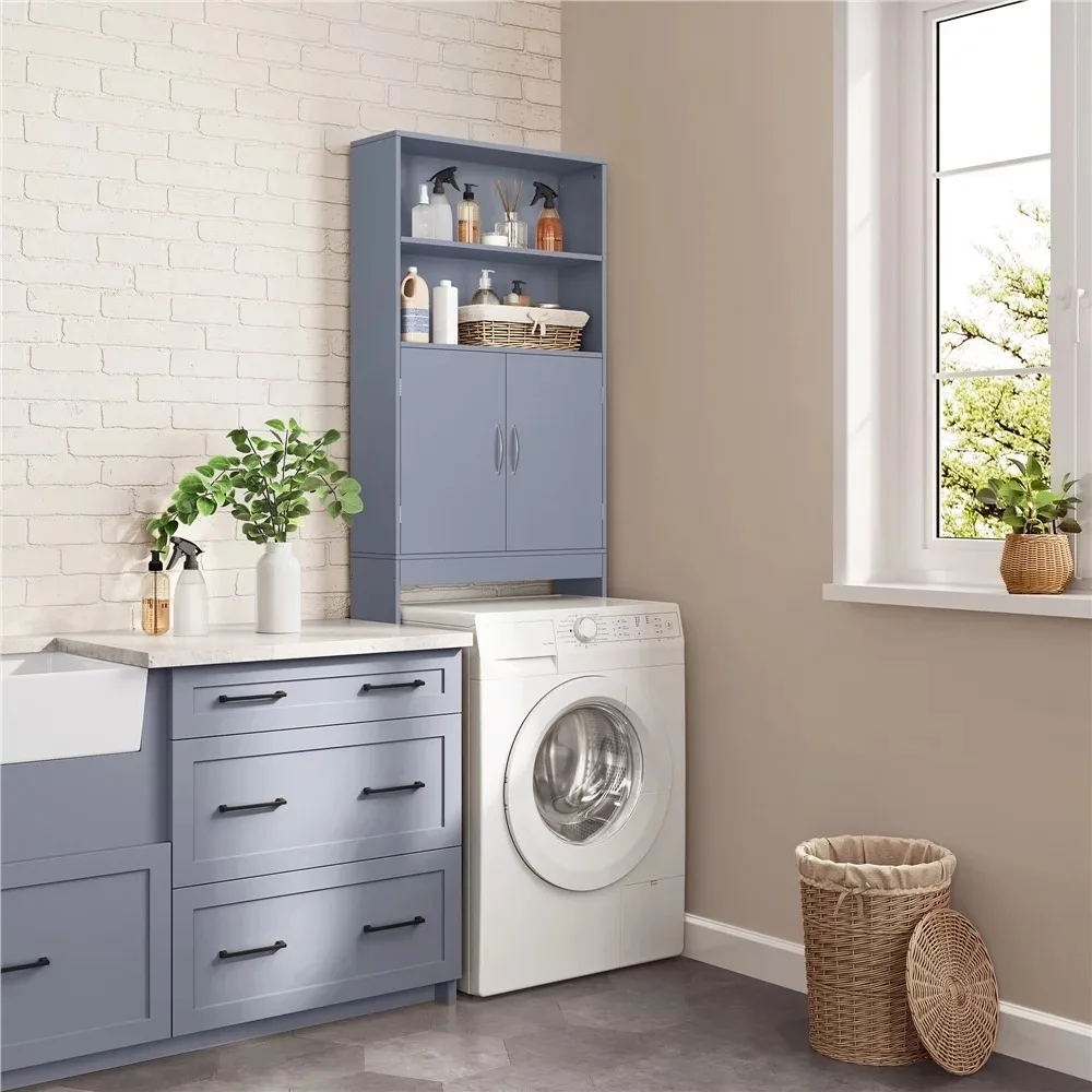 

2023 New Easyfashion Free-Standing Toilet Storage Rack with 2 Open Shelves for Bathroom, Navy Blue