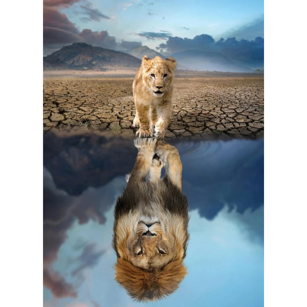 

500/1000/1200/2000 PCS Jigsaw Puzzles Little Lion and Lion King Animal Family Activity Games for Gameroom Bedroom Home Decor