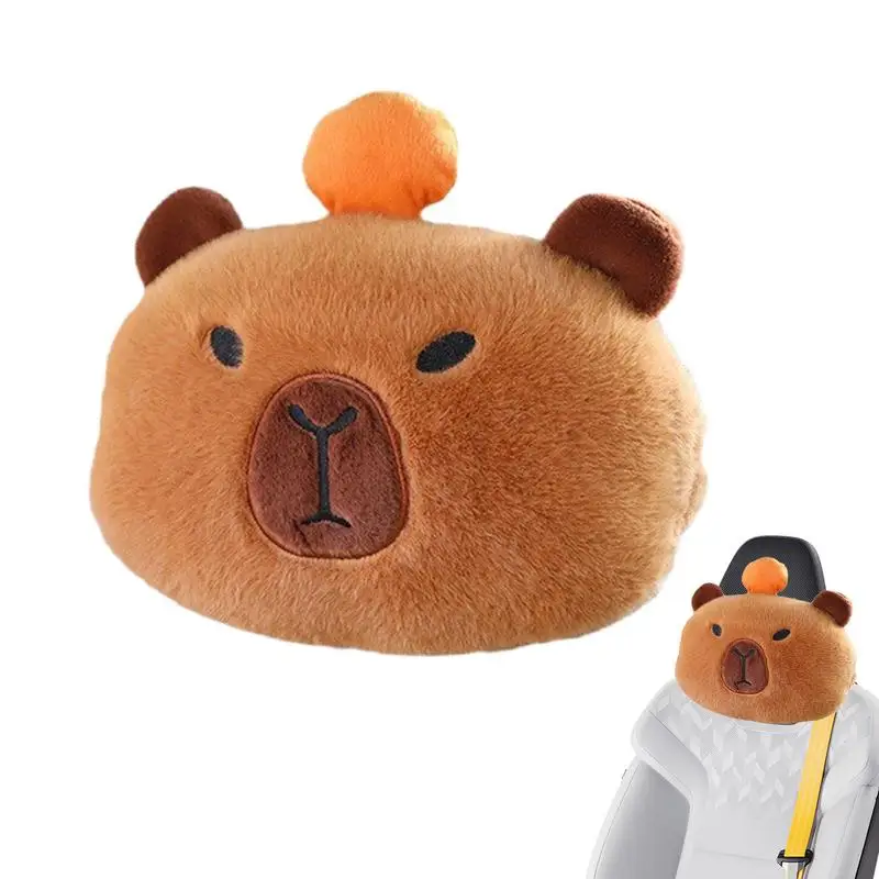 Cute Capybara Car Seat Belt Pads Car Neck Pillow Capybara Plush Protection Headrest Shoulder Cover Combination Automobiles