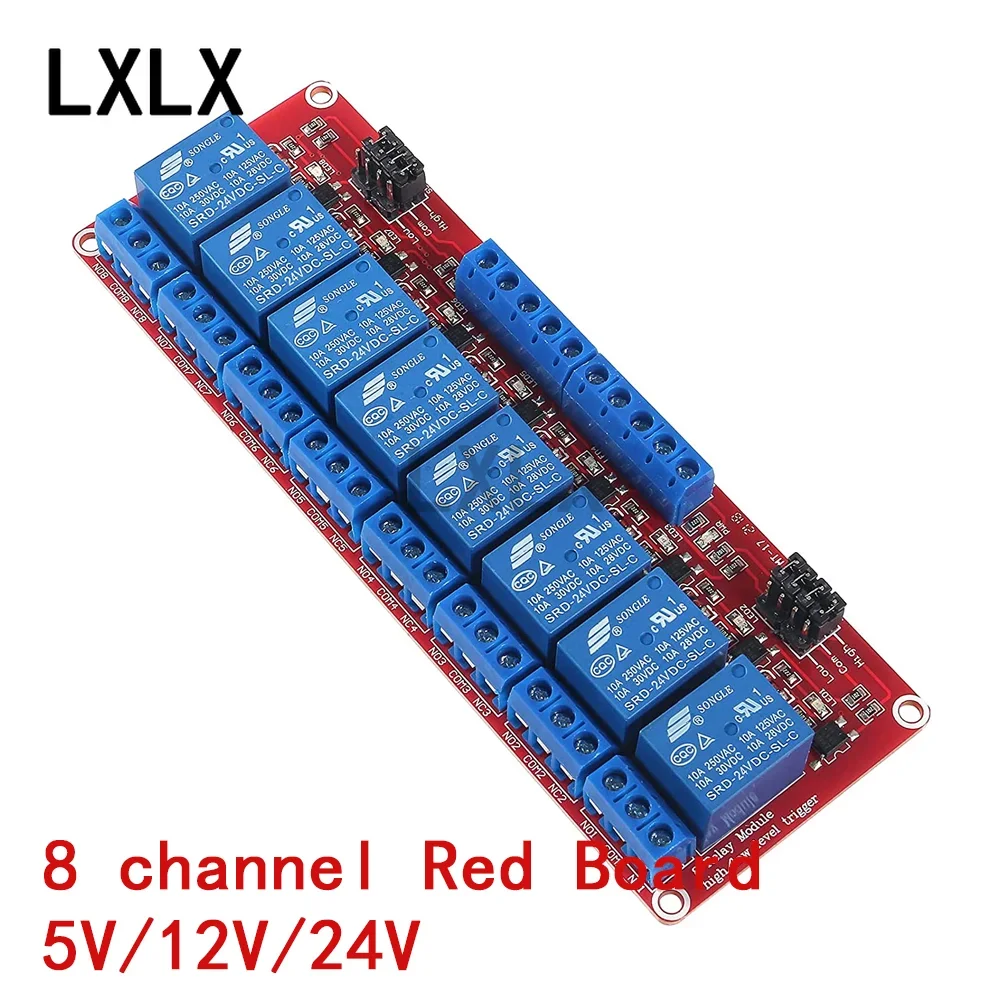 2-10pcs 8 Channel 5V/12V/24V Relay Module with Optocoupler Isolated High and Low Level Triggers for Arduino 5V 12V 24V