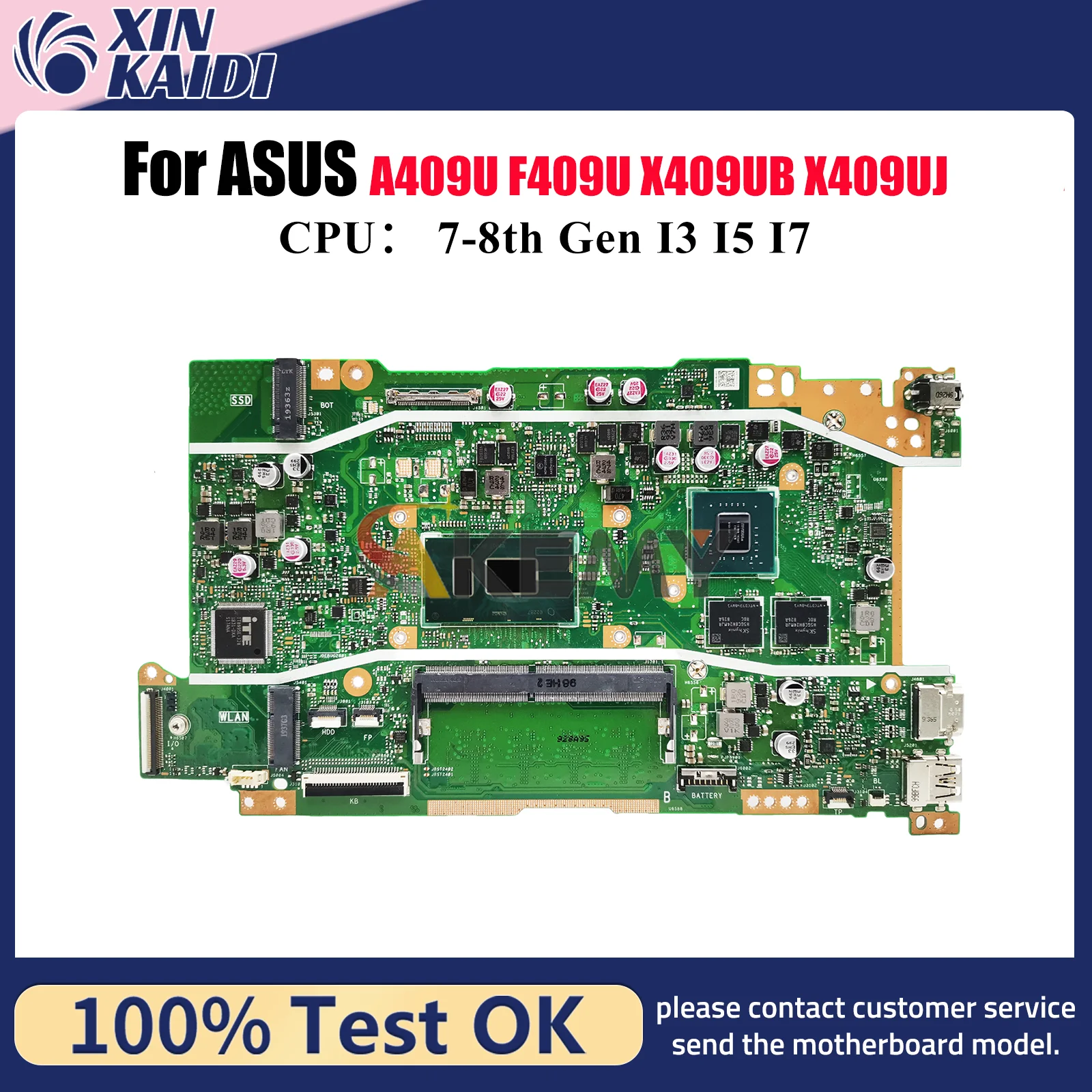 

X409UB Laptop Motherboard For ASUS VivoBook X509UJ X409U X509UB F409U A409U A509U F509U Notebook Mainboard With I3 I5 I7 CPU stk