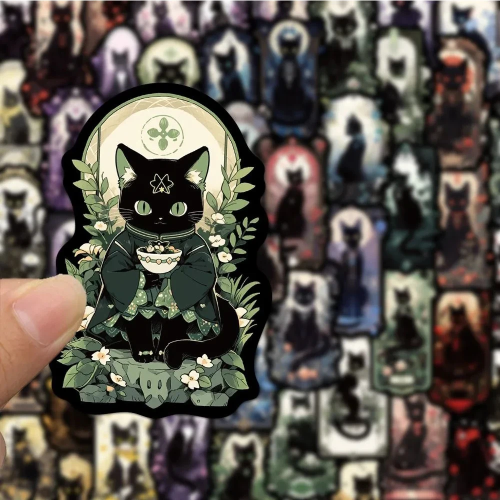 10/30/50pcs Gothic Dark Black Cat Stickers Aesthetic Tarot Goth Waterproof Decal for Water Bottles Laptop Guitar Cool Sticker