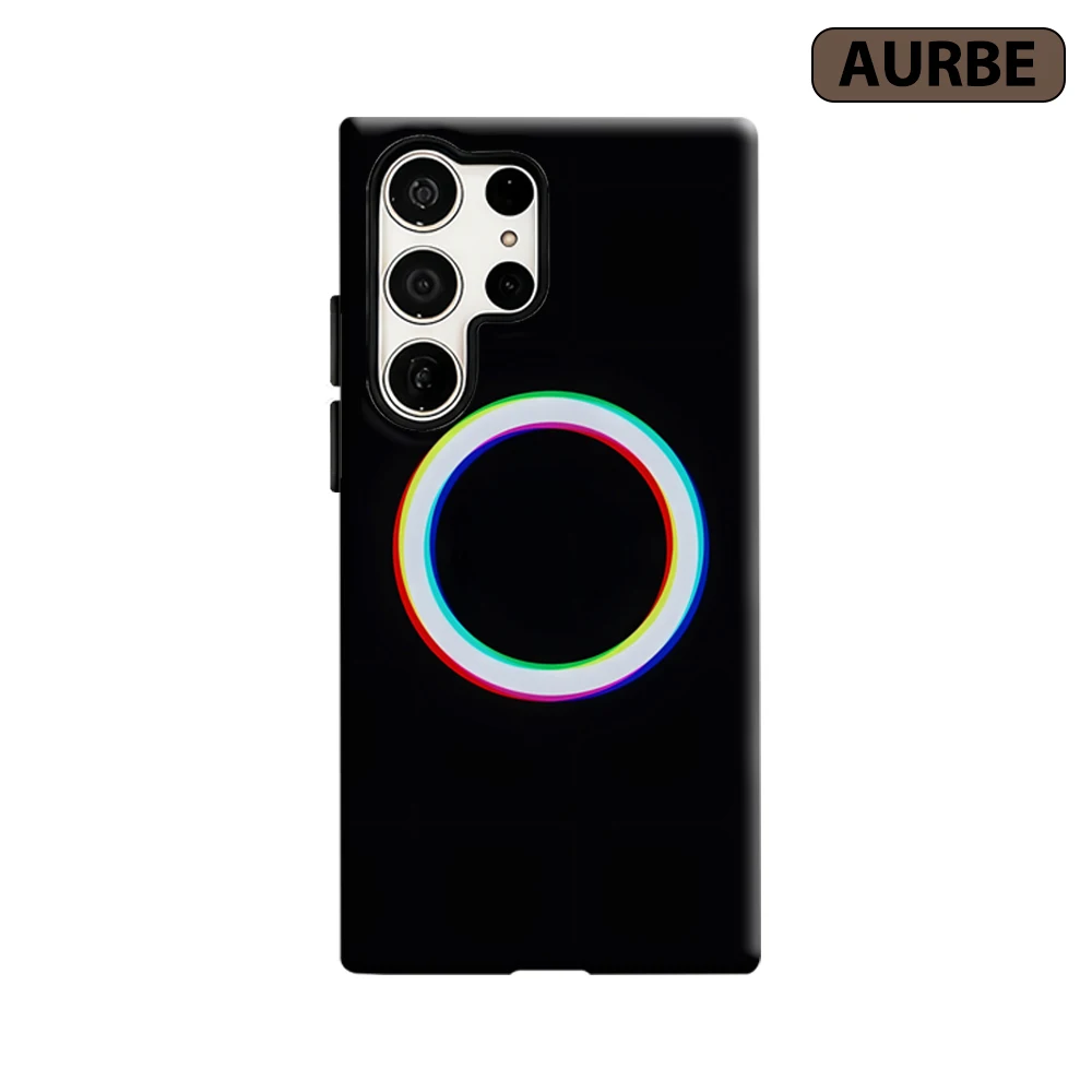 RGB Halo Phone Case for Samsung Galaxy S26 S25 Ultra S24 S23 Ultra Plus Shockproof Double Layer Tough Back Cover