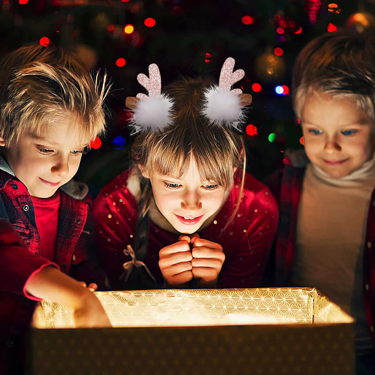 

2 Pairs Deer Antlers Hairpins Adorable Fabric Christmas Hair Clips Party Accessories Lovely Headband Children Headdress