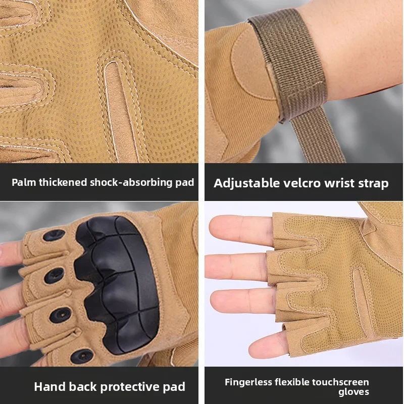 Tactical Fingerless Gloves Men Sports Training Cycling Protection Autumn Winter Mountaineering Combat Wear Resistant Gloves