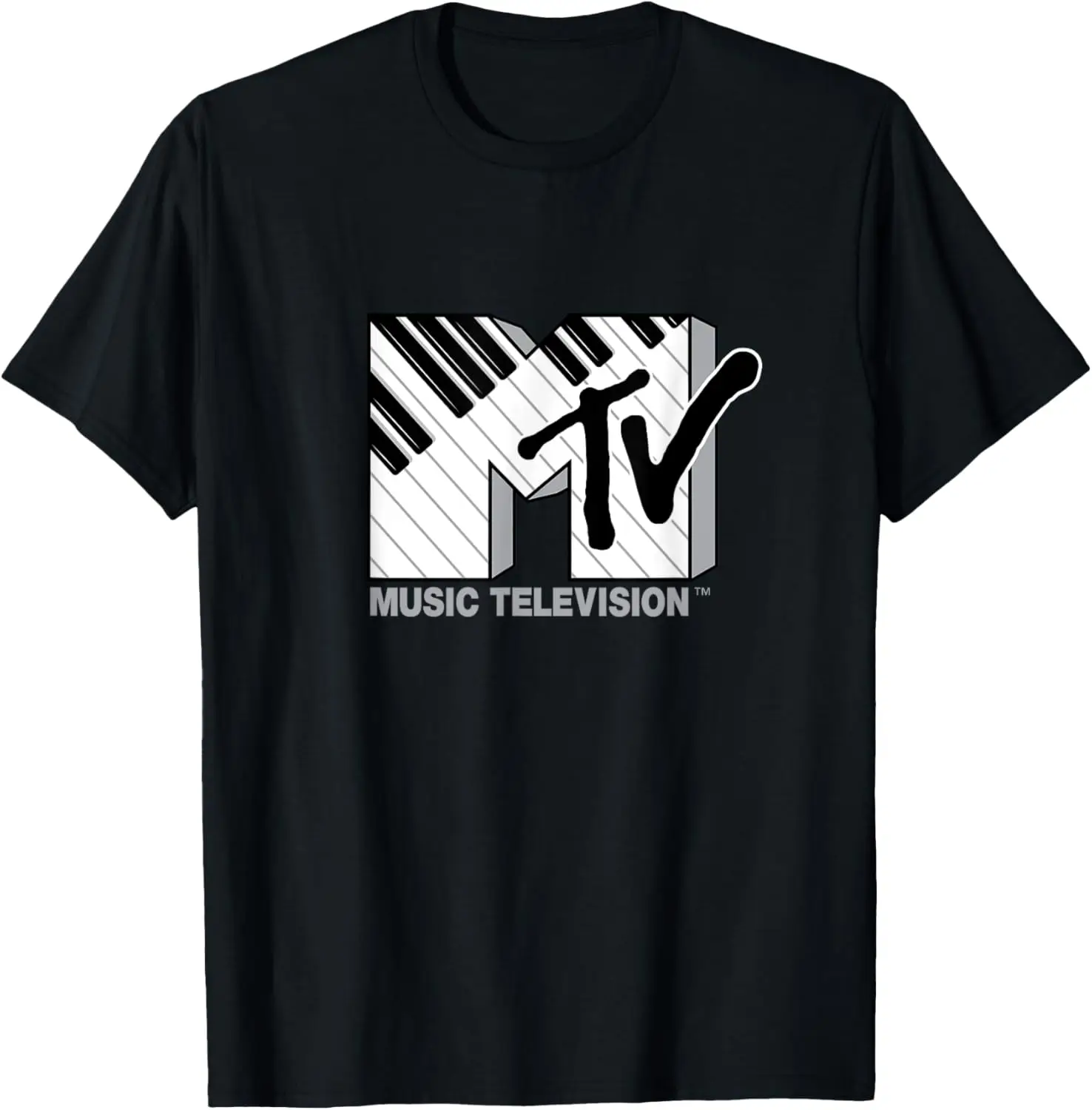 Mademark x MTV - The official MTV Logo with black and white piano keys T-Shirt