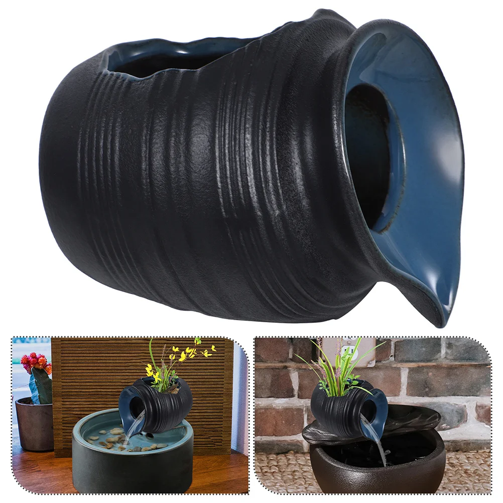 جرة سيراميك شلال متداولة لحفظ الأسماك ديكور فني قديم مع صناعة متقنة الأكسجين تعزيز ترشيح المياه