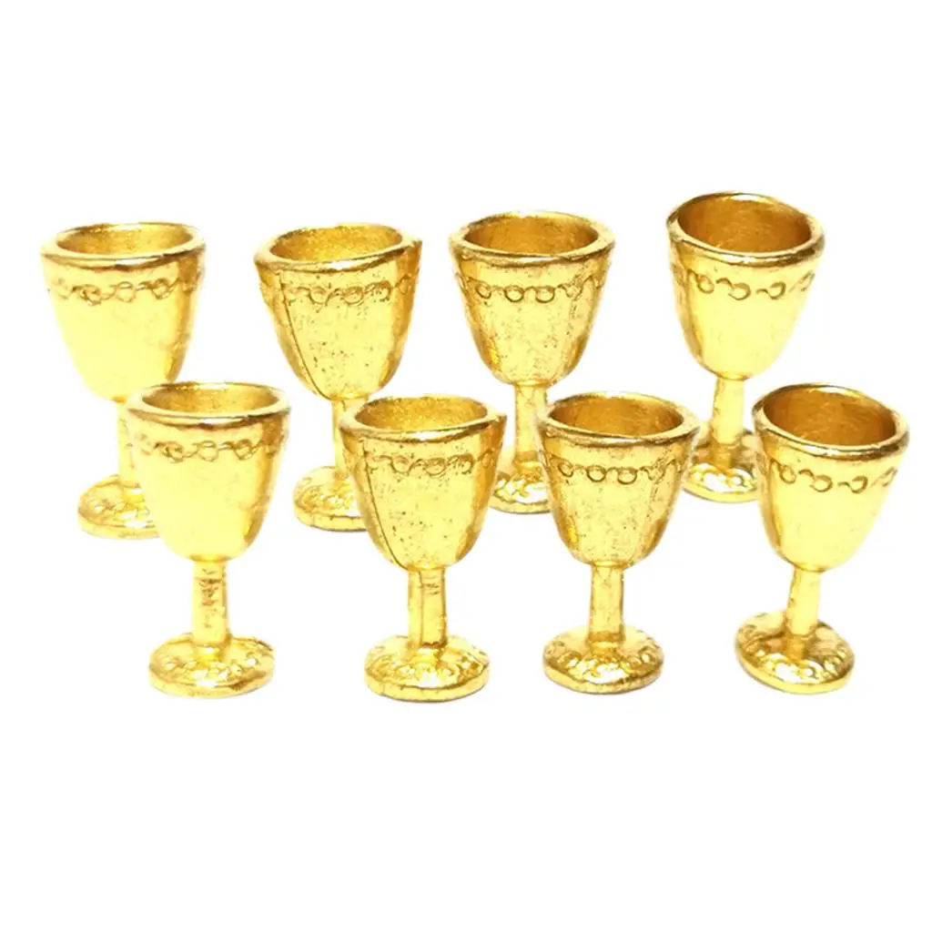 8 Pieces 1/12 Dollhouse Champagne Cup Goblet Model Kits food Pub Decor