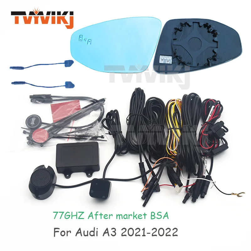 

77GHZ Side Rearview Mirror Blue Glass Lens blind spot assist detection For Audi A3 2021-2022 Wide Angle View anti glare car