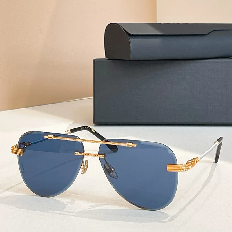 

Мужские солнцезащитные очки Pilot 2025: трендовые, безободковые, с двойным мостом, из легкого сплава, в стиле Light Luxury Gold, для мужчин