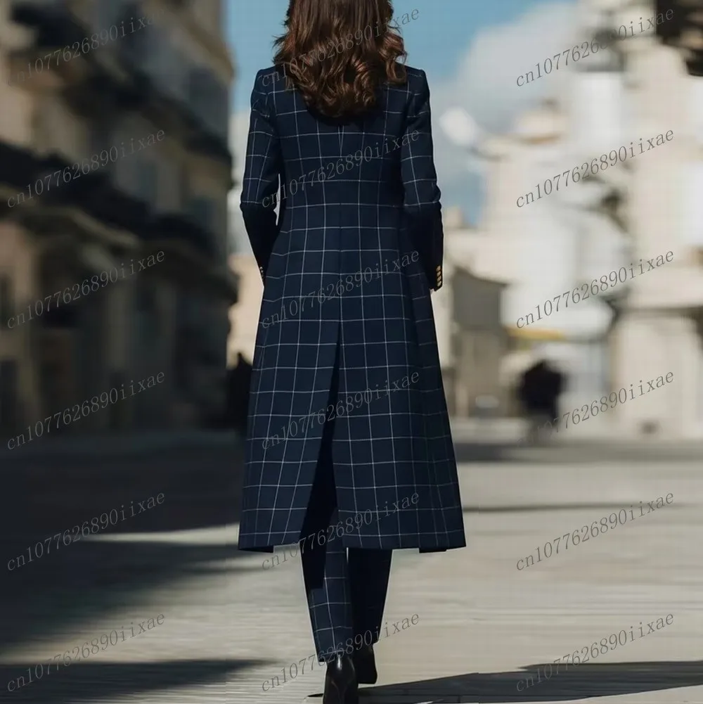 جديد الأزرق الداكن شبكة النساء الدعاوى سيدة الأعمال مكتب البدلات الرسمية الأم حفل زفاف رسمي السيدات 3 قطعة مجموعة سترة سترة السراويل #2