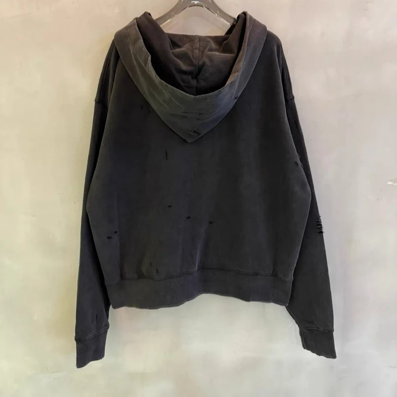 Foam Letter Printing Satoshi Nakamoto Black Sweatshirts Men Women Vintage Washed Distressed Ripped Zip Up Hoodies