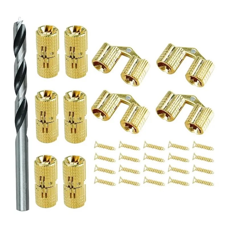 A01F-10Pc Hinges With 8 Mm Drill Bit,180 Degree Opening Angle For Wooden Box Jewelry Ring Box DIY Hand Craft