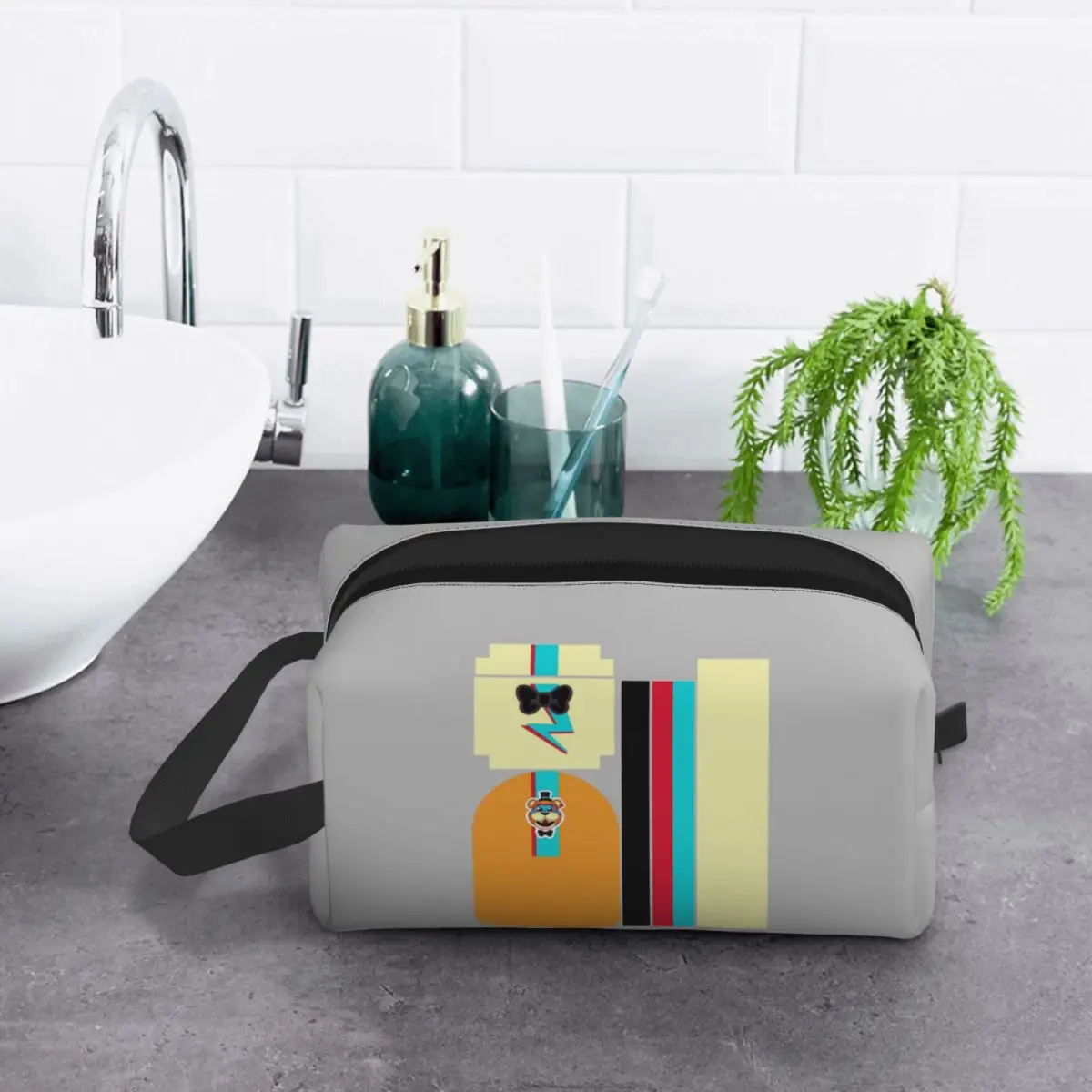 حقيبة مكياج جلامروك فريدي فزبير الترفيهية، منظم مستحضرات التجميل، مجموعة أدوات تخزين مستحضرات التجميل، حقيبة مستحضرات التجميل للنساء مقلمة