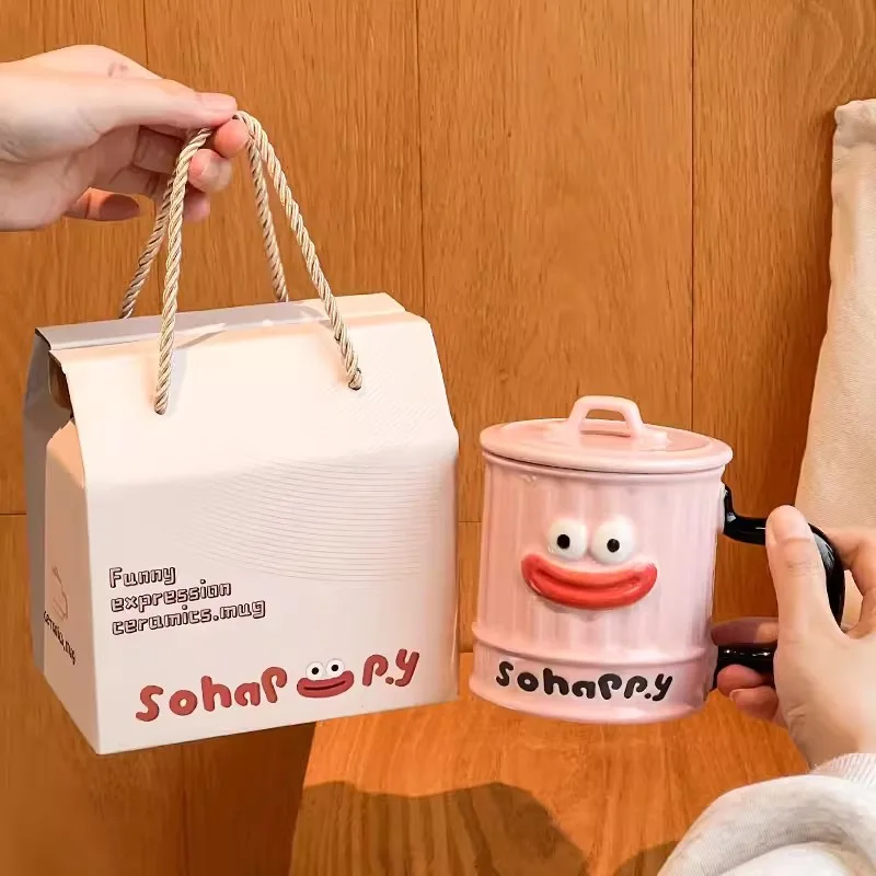 Personality Ugly Mouth Coffee Cup Ceramic Mug with Cover Water Cup Office Funny Trend Creative Coffee Milk Mug for Kitchenware 3