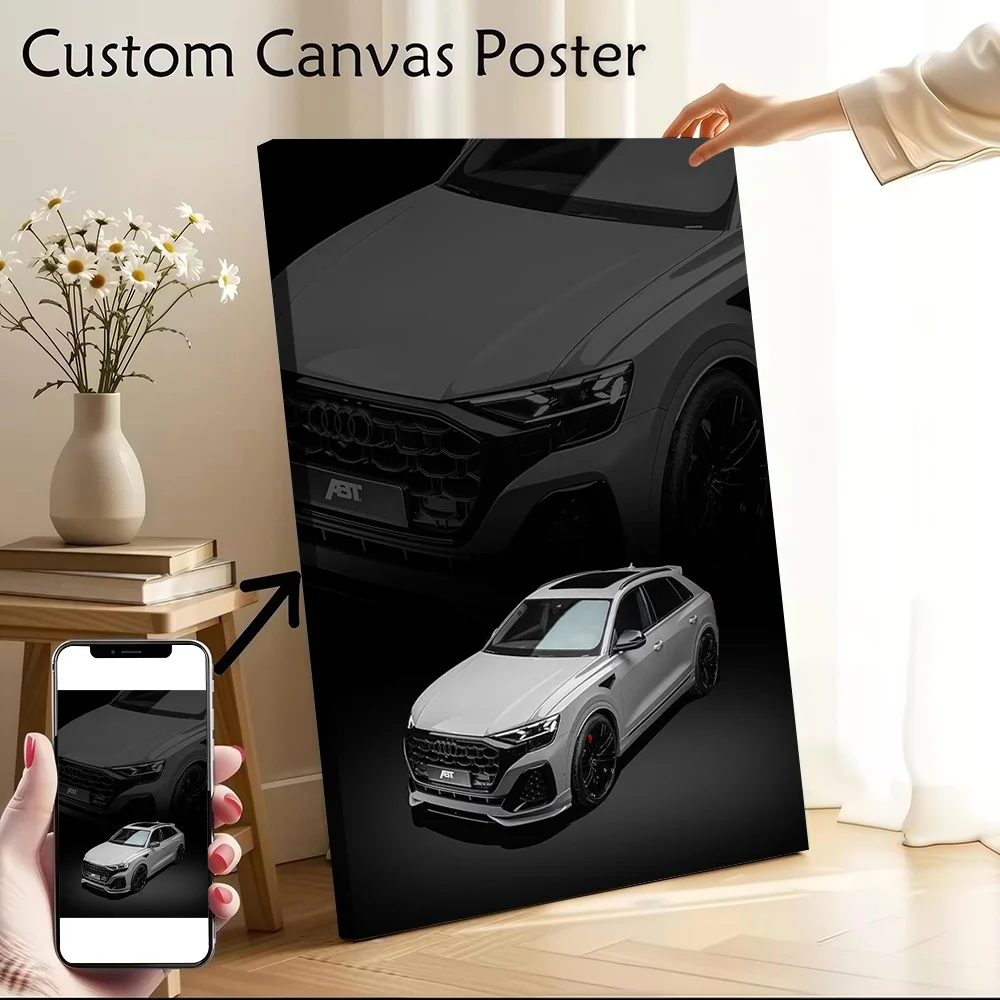 Gray ABT Sports Car RSQ8 Front View Poster Canvas Wall Art Custom Photo Print Modern Painting for Fans Decor Living Room Bedroom