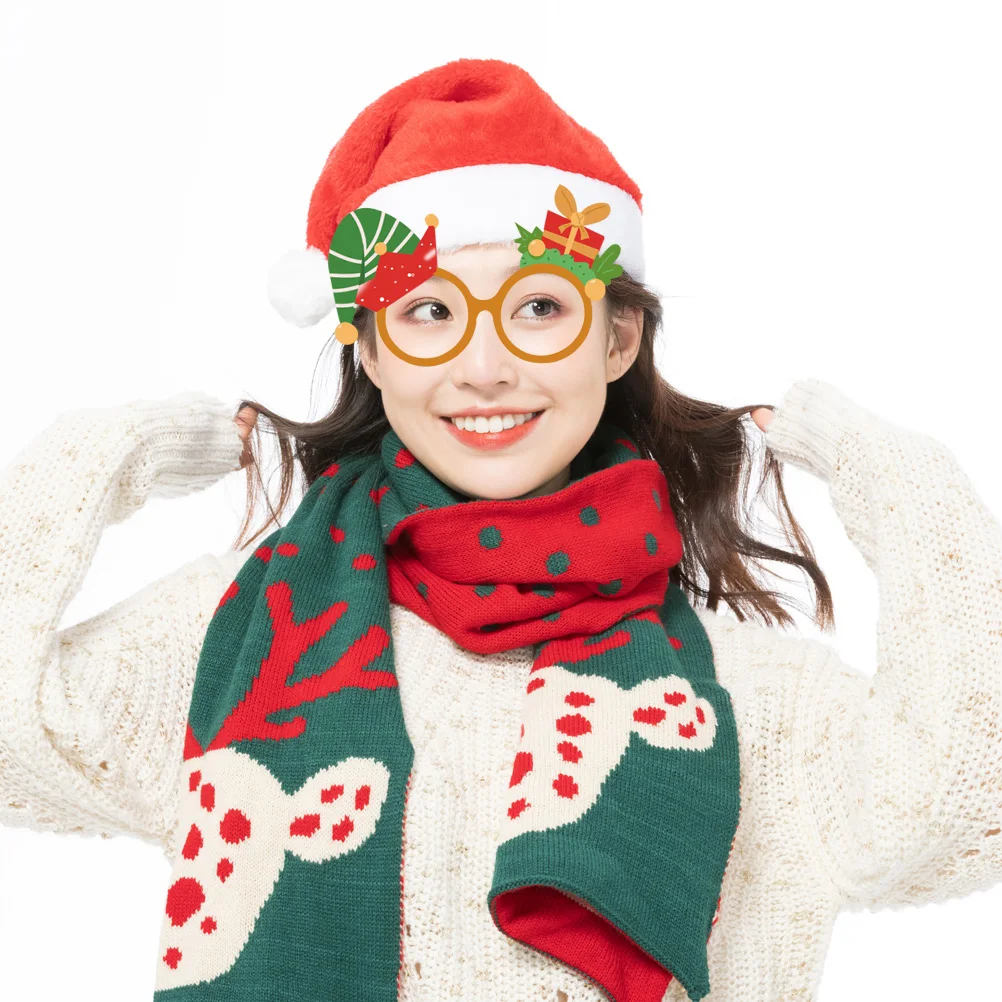 

12 Pcs Glasses Christmas Eyeglass Frame Glasses Frame Prop Party Decorations Santa Antlers Photo Props Xmas Gifts