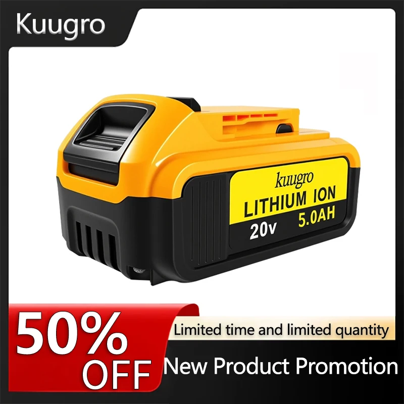 

Kuugro For DeWalt 20V Battery 5Ah 6Ah Replacement Battery DCB200 Compatible With For Dewalt 20V Tools Battery