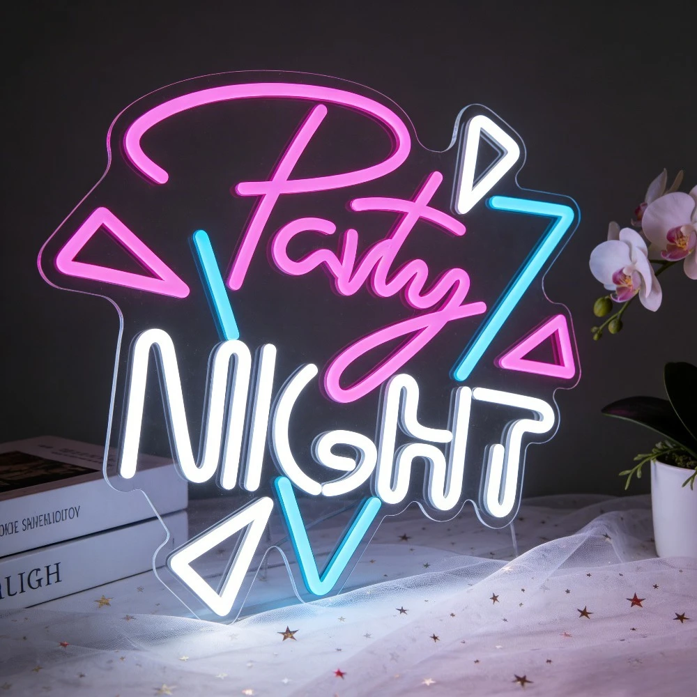Party Night Neon Sign LED Light for Home Bar Club Decor USB Rechargeable Wall Art Sign Music DJ Disco Theme Lighting  Gift