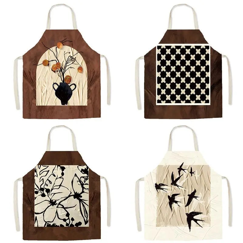 

Melard Medieval Style Vintage Cotton Linen Sleeveless Apron Cooking Drawing Room Stain Resistant Overalls Coveralls