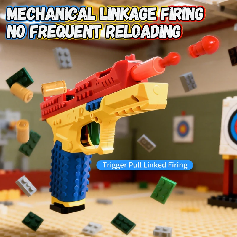 Bloco de construção pistola brinquedo disparo contínuo e embalagem vazia pendurado estilo-diy arma modelo brinquedo ao ar livre cs jogo para meninos adultos