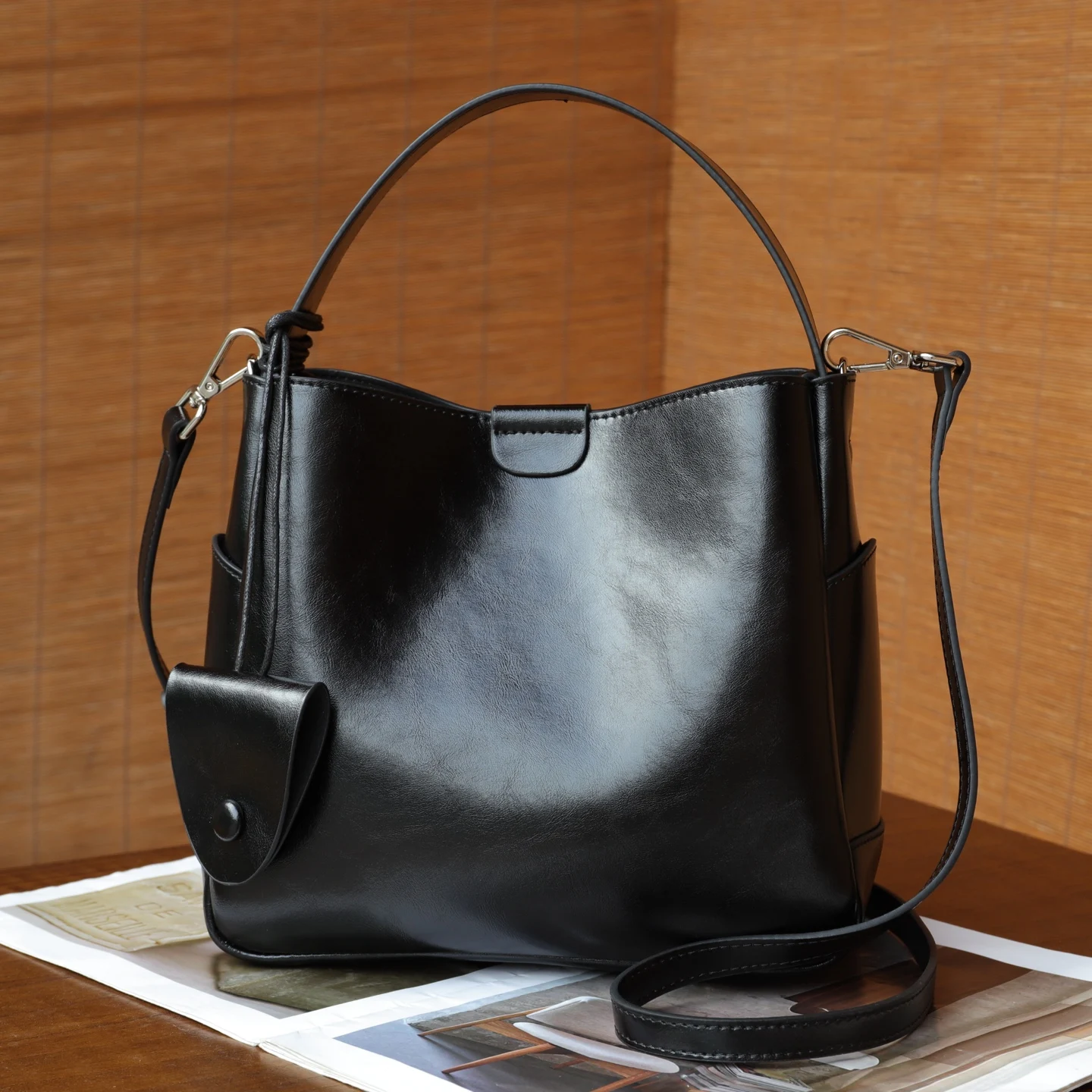 

Женская сумка-ведро из натуральной коровьей кожи, люксовая дизайнерская модель, высококачественная женская сумка-тоут из воловьей кожи