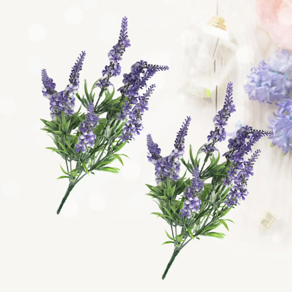 

2pcs Simulated Lavender Bouquet Artificial Plants Indoor Decorative Flowers for Home Office Wedding Lifelike Plant Adornment