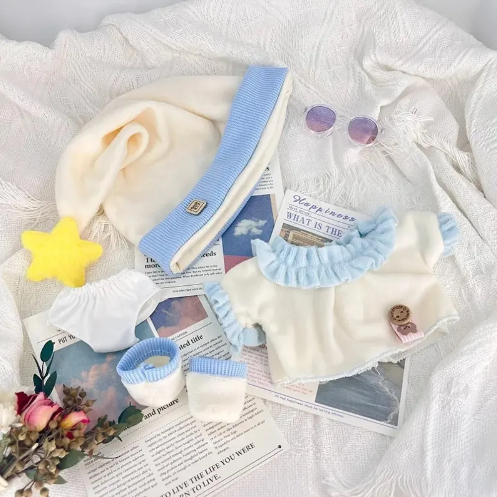 

1 set Pajamas 20cm Cotton Doll Clothes Star Hat Outfit Cotton Doll's Clothes Fashion Mini Doll Clothes Doll Accessories
