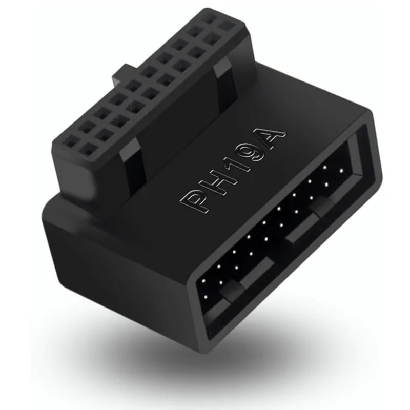 USB 3.0 19Pin 20Pin Motherboard Header Adapter - 90 Degree Angle Connector for Streamlined Cable Management Effortless PC