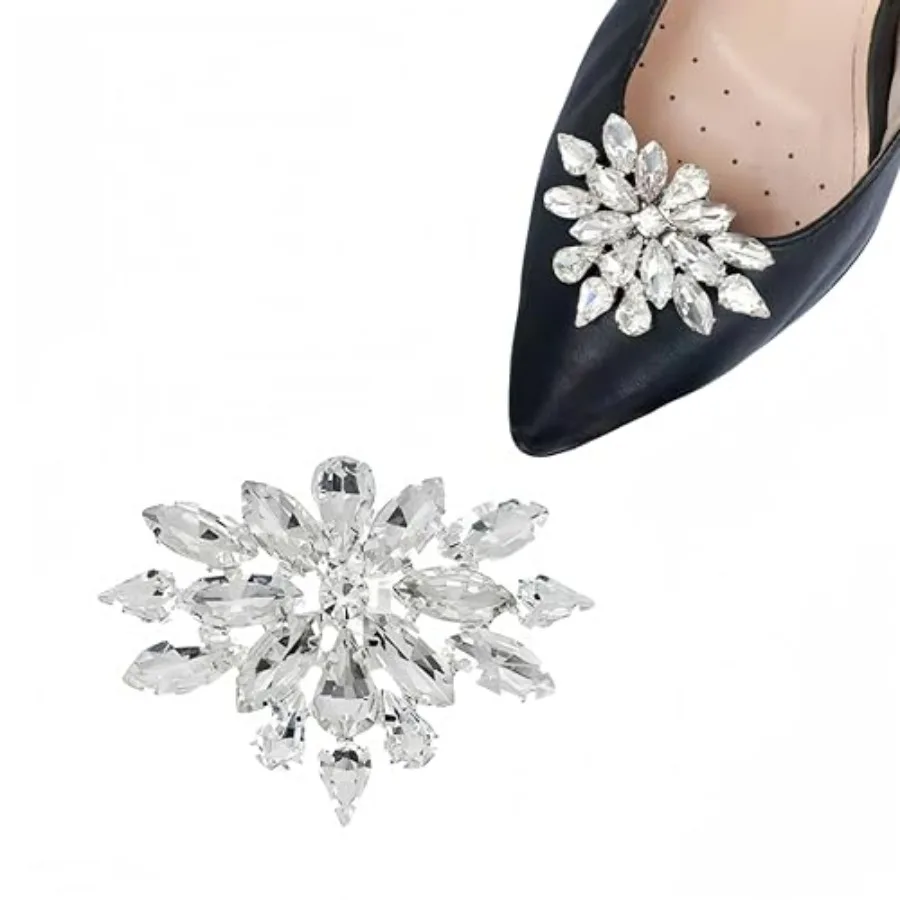 

Shoe Clips for Women Dress Shoes Elegant Rhinestone Shoe Accessories 2PCS Shoe Decoration Detachable Shoe Buckles Wedding Party