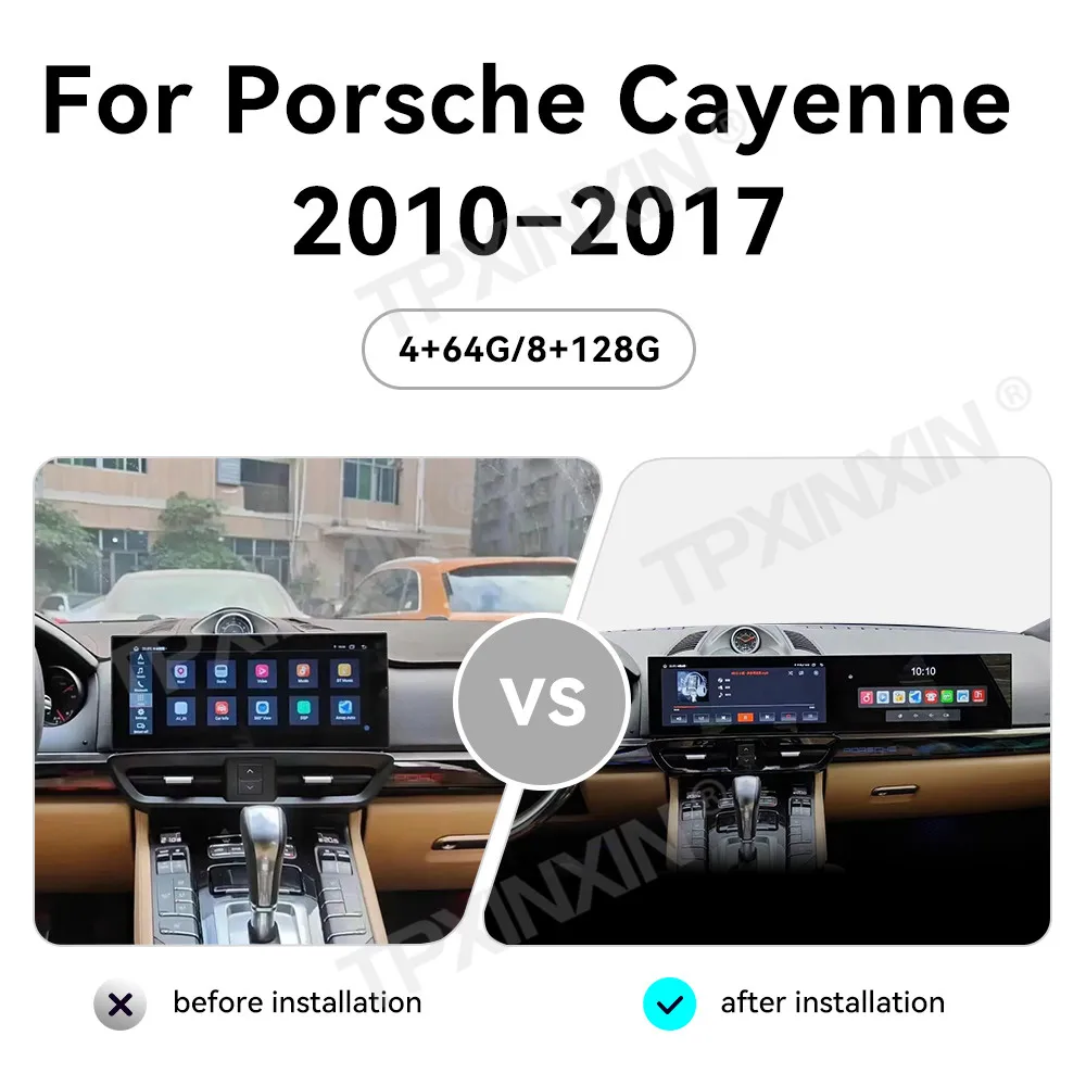 12.3 Inch Dual Screen Car Radio GPS Navigation CarPlay For Porsche Cayenne 2010-2017 Multimedia Player Android 13 Head Unit 4G