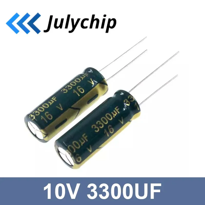 

6Pcs 10V 3300UF 10 * 20mm Low ESR Aluminum Electrolytic Capacitors 3300 UF 10 V Capacitors HF 20%