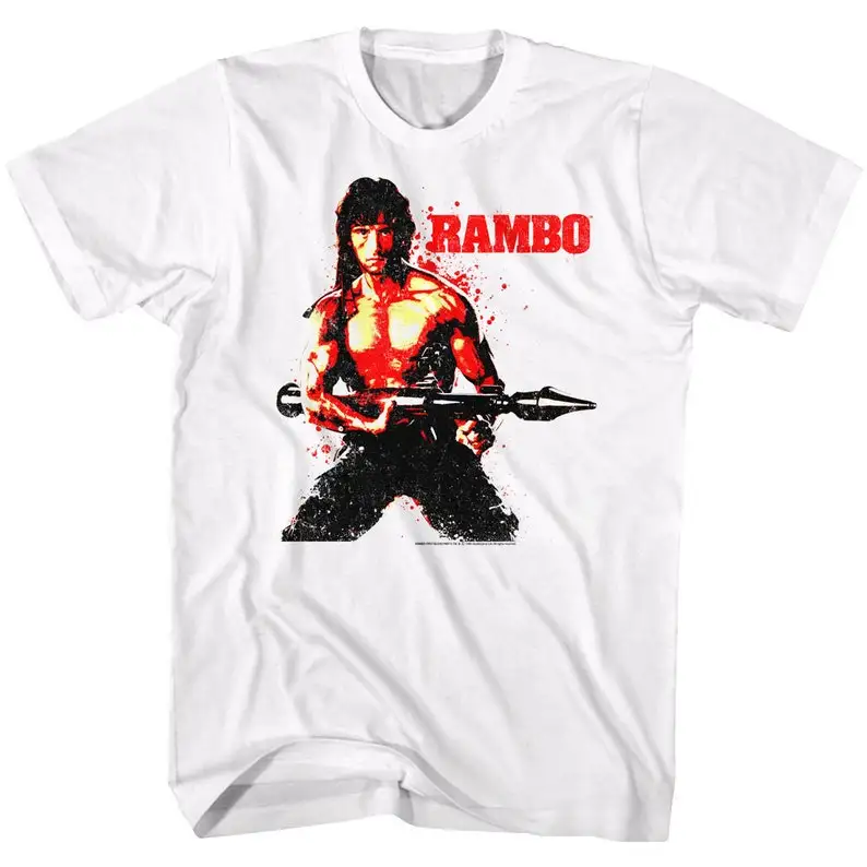 Red Rambo White Adult T-Shirt