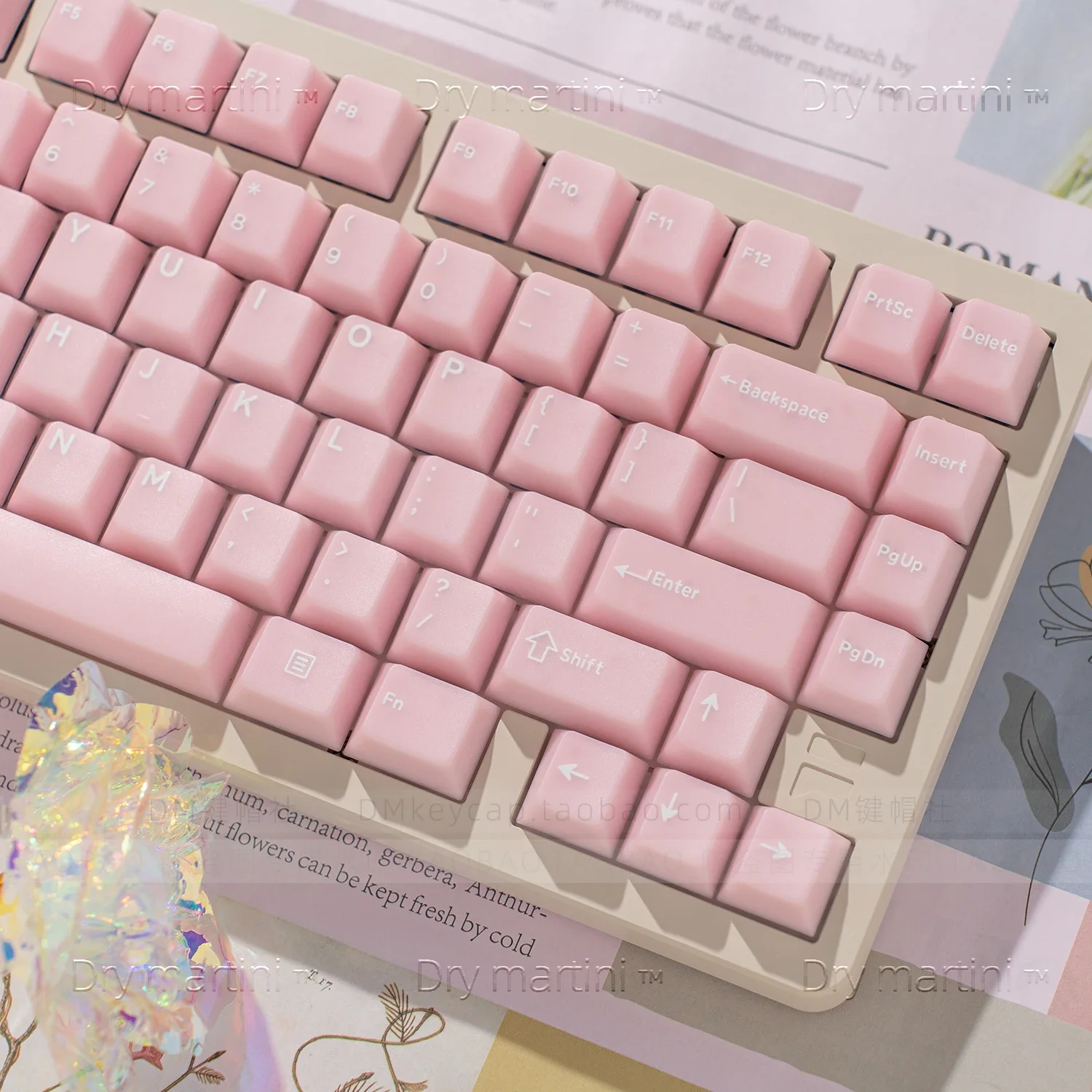 

Hanfen jade keycap original closed character ABS semi-permeable milk pink minimalist two-color injection molding 68 75 98