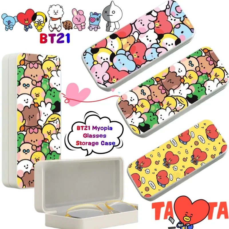 

BT21 Koya RJ Cooky Tata Shooky glasses case high-value anime cartoon printed flip portable storage case for prescription glasses