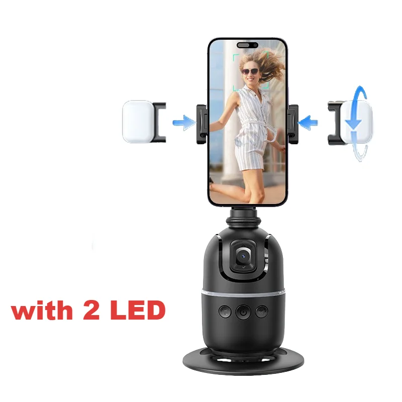Stabilizzatore per telefono con giunto cardanico portatile intelligente con treppiede di estensione Monitoraggio AI per iPhone Android Tiktok Vlog con luce di riempimento