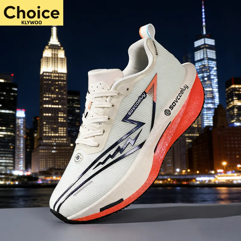 Laufschuhe mit Spezialkarbonplatte für Marathon, Atmungsaktive Leichte Sportschuhe für Männer und Frauen, Bequeme Athletische Freizeitschuhe