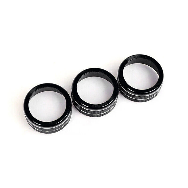 3pcs/Set Car Central Console AC Switch Knob Button Ring Cover Trim Fit for Acura Integra 2023 Black Aluminum Alloy