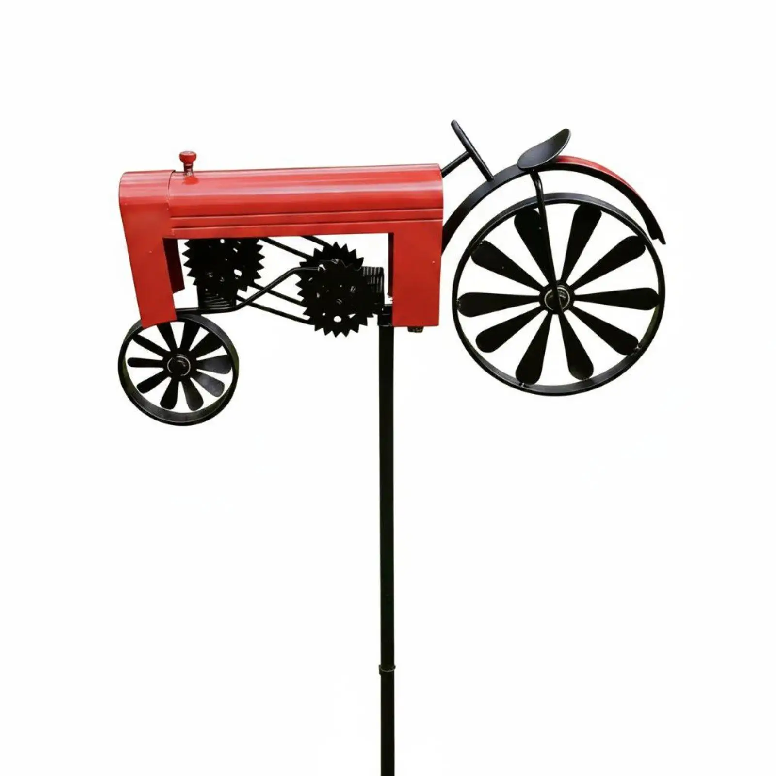 Wind Ornaments for Garden Iron Outdoor Rotating Windmill Rustic Metal Tractor Spinner Decorative Stake for Yard Farmhouse