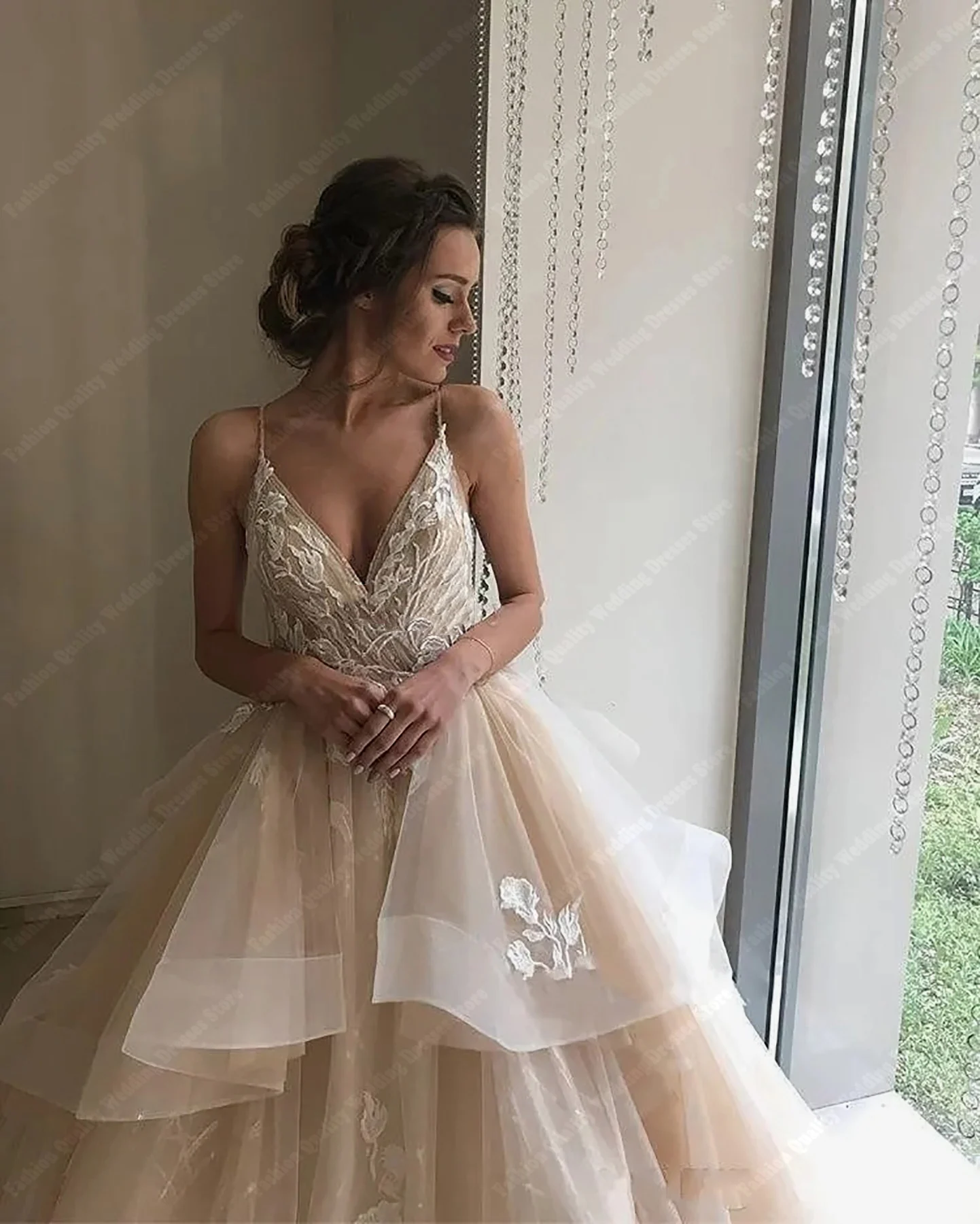 Vestido de noiva sem mangas de tule para mulheres, vestidos de noiva sem costas, sexy e delicado, luxo e senhora