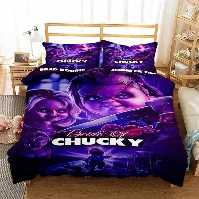 2024 New Bride of Chucky 3D Print Bedding Set Duvet Covers Pillowcases One Piece Comforter Bedding Sets Bedclothes Bed K598