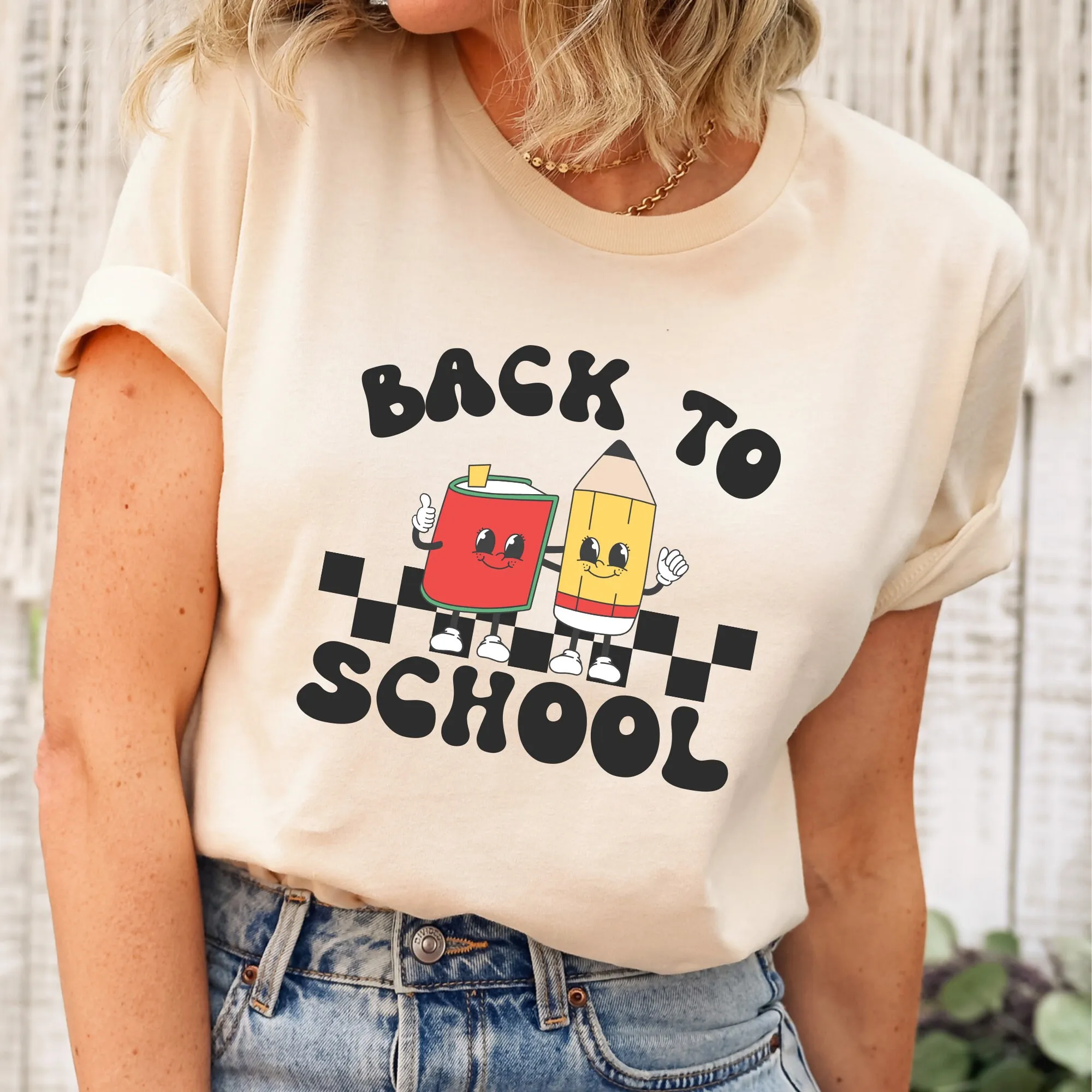 

Retro Back To School T Shirt Checkered Board Teacher Kids Spirit Class Of 2024