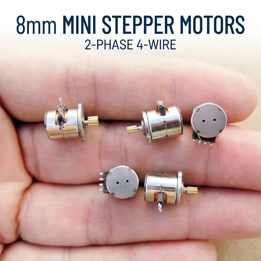 YGTITAN Micro Stepper Motor, 2-Phase 4-Wire 8mm Mini Motor with Gear for Camera & DIY Robotics