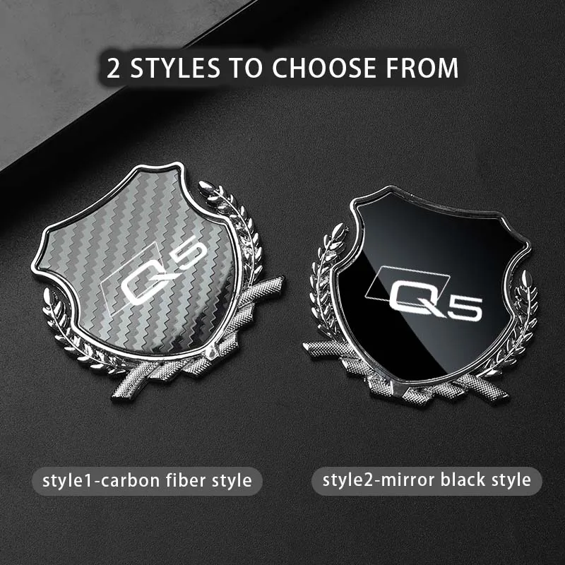 Car Side Modification Sign Triangular Metal Sticke For Audi Q5 FY 2018 2019 2024 Accessories Logo Carplay Key Case Led Emblem