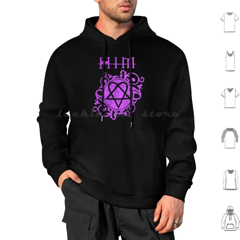 Him Ville Valo Band Pink Him Heartagram Romance Hoodie cotton Long Sleeve Band Music Him For Him Guitar Funny Musician