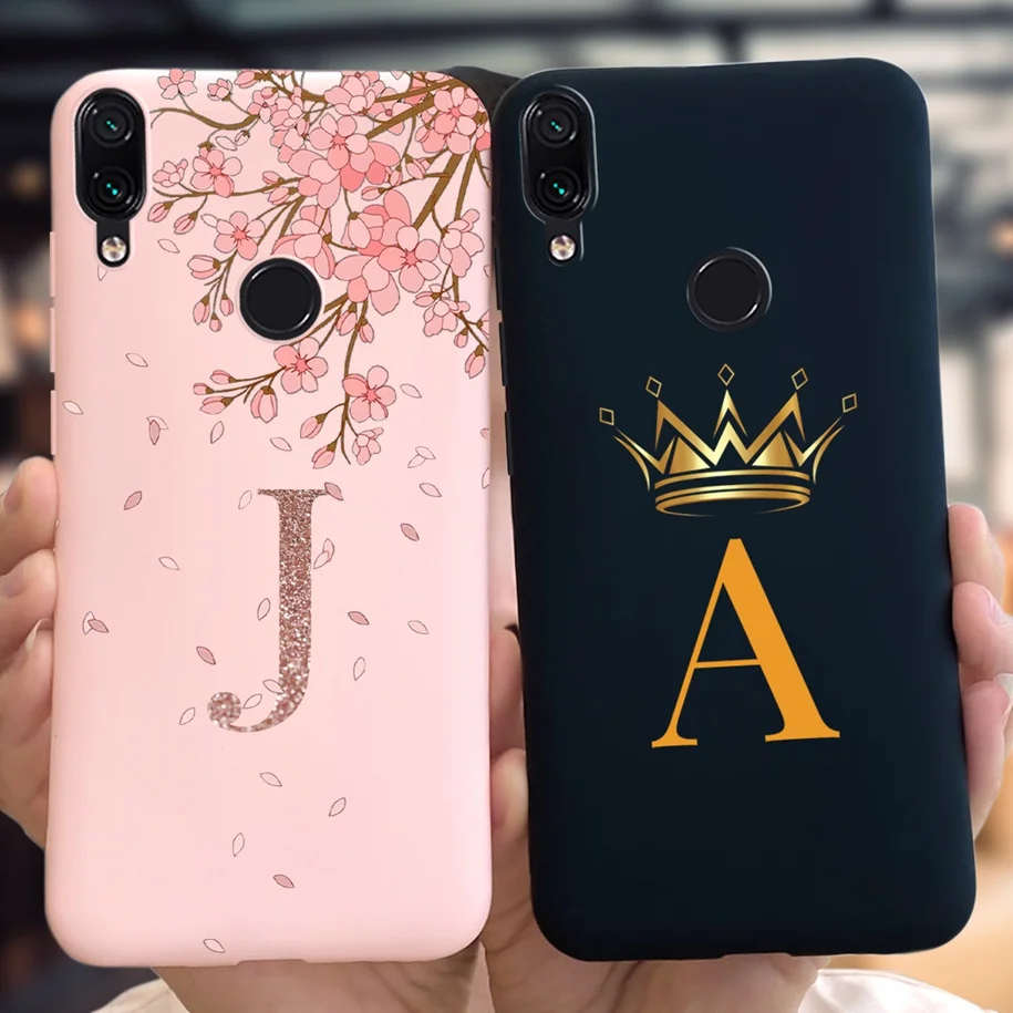 Redmi Note 7 Case For Xiaomi Redmi Note 7 Pro Cover Luxury Custom Name Letters Silicone Phone Case For Redmi Note 7S Note7 Coque