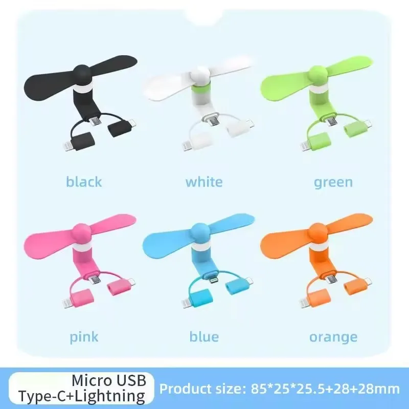 Portable 3 IN 1 Travel Cell Phone Mini Fan Cooling Cooler for Android Type-c Micro USB C For IPad IPhone 5 6 6S 7 Plus 8 X XS