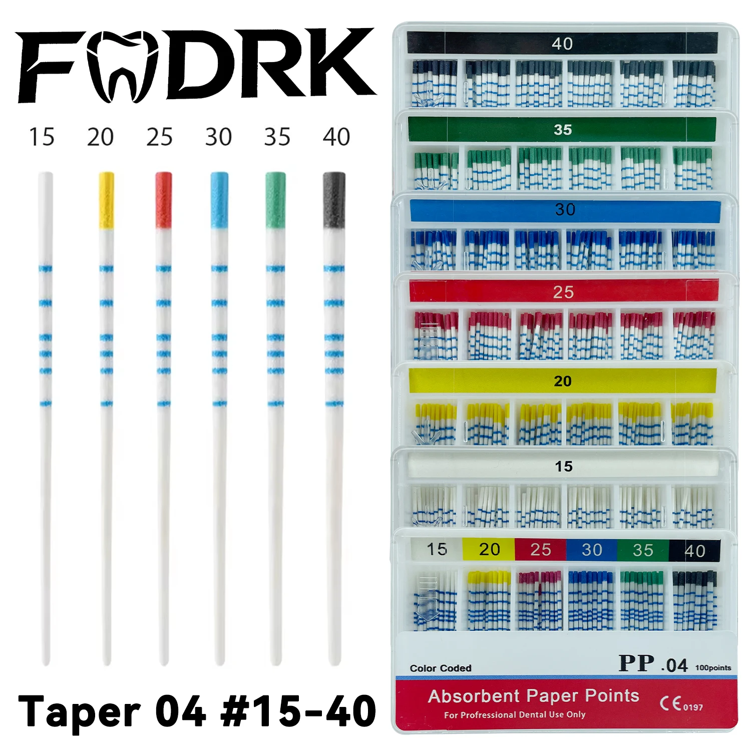 With Scale PP Taper 04 15#-40# Dental Endodontics Paper Tips Cone Disposable Dental Absorbent Paper Points Dentistry Materials